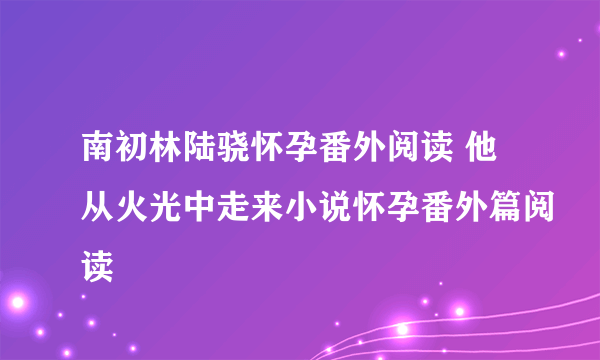 南初林陆骁怀孕番外阅读 他从火光中走来小说怀孕番外篇阅读