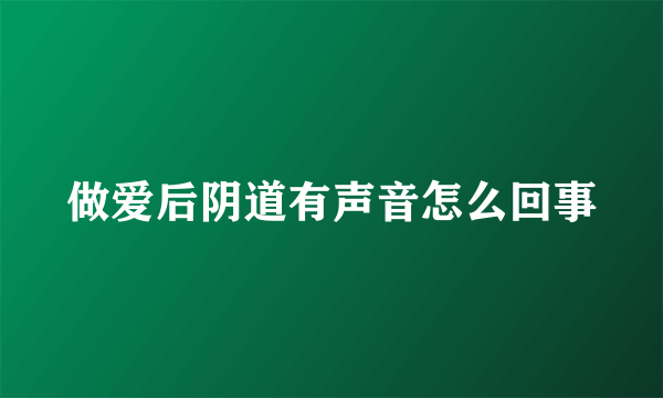 做爱后阴道有声音怎么回事