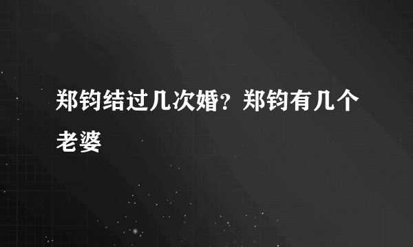 郑钧结过几次婚？郑钧有几个老婆