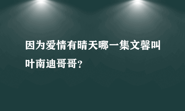 因为爱情有晴天哪一集文馨叫叶南迪哥哥？