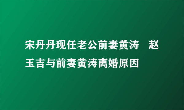 宋丹丹现任老公前妻黄涛   赵玉吉与前妻黄涛离婚原因