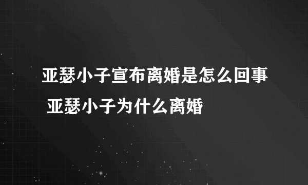 亚瑟小子宣布离婚是怎么回事 亚瑟小子为什么离婚