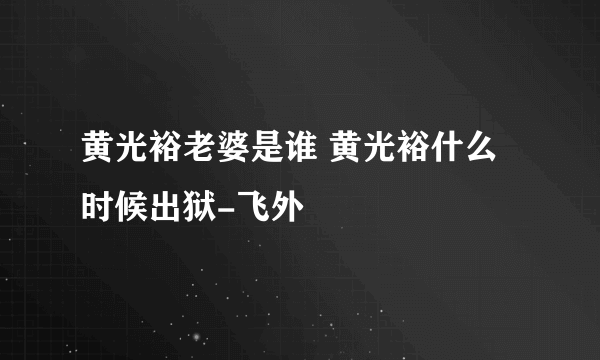 黄光裕老婆是谁 黄光裕什么时候出狱-飞外