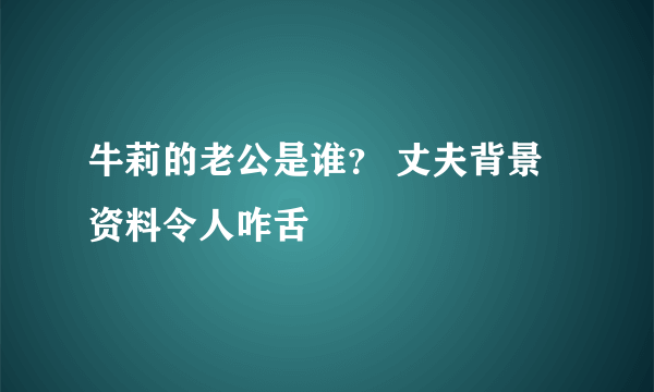 牛莉的老公是谁？ 丈夫背景资料令人咋舌