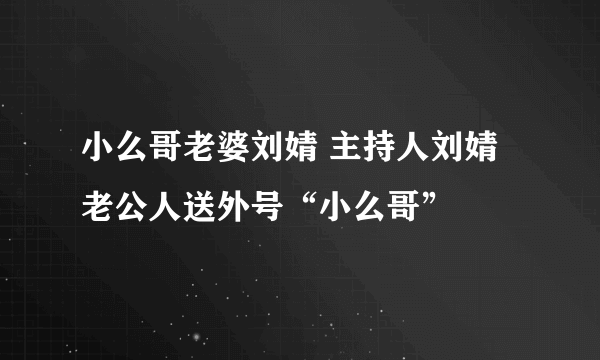 小么哥老婆刘婧 主持人刘婧老公人送外号“小么哥”