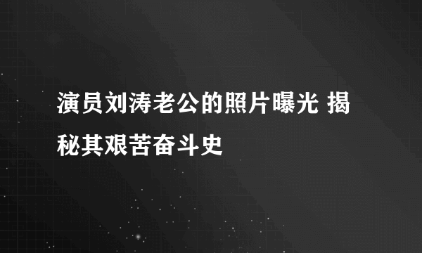 演员刘涛老公的照片曝光 揭秘其艰苦奋斗史