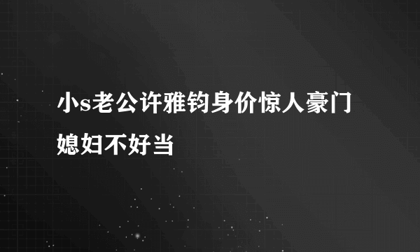 小s老公许雅钧身价惊人豪门媳妇不好当