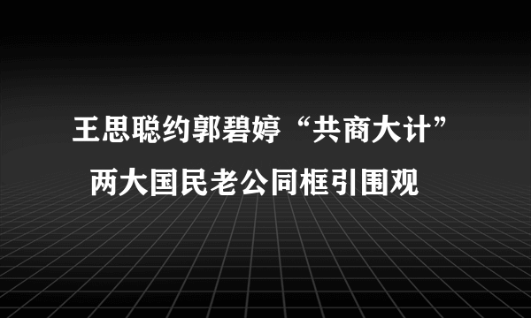 王思聪约郭碧婷“共商大计”  两大国民老公同框引围观