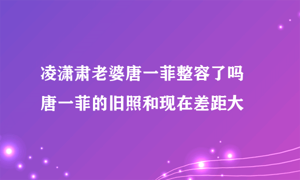 凌潇肃老婆唐一菲整容了吗 唐一菲的旧照和现在差距大