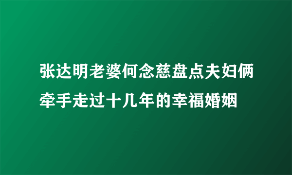 张达明老婆何念慈盘点夫妇俩牵手走过十几年的幸福婚姻