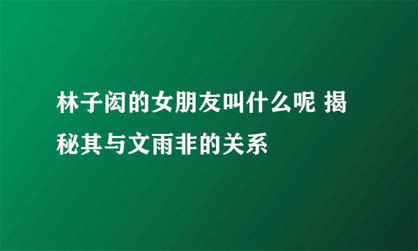 林子闳的女朋友叫什么呢 揭秘其与文雨非的关系