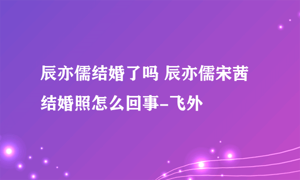 辰亦儒结婚了吗 辰亦儒宋茜结婚照怎么回事-飞外