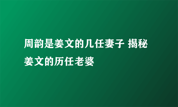 周韵是姜文的几任妻子 揭秘姜文的历任老婆