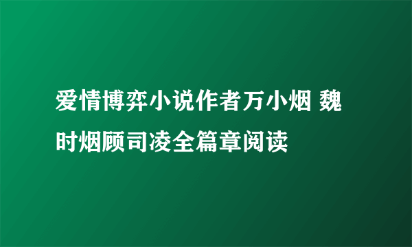 爱情博弈小说作者万小烟 魏时烟顾司凌全篇章阅读