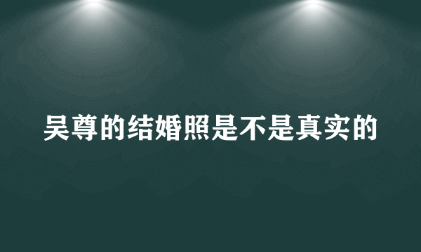 吴尊的结婚照是不是真实的