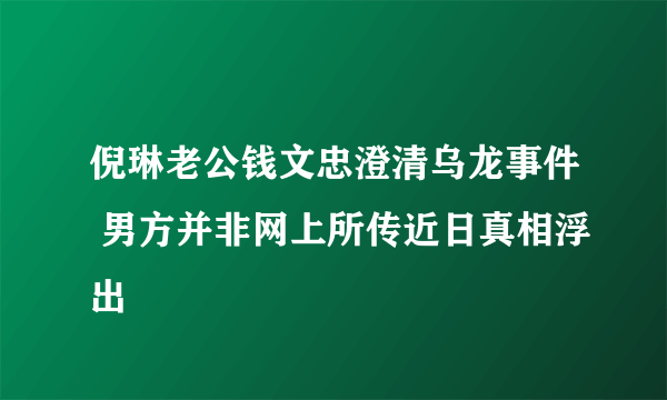 倪琳老公钱文忠澄清乌龙事件 男方并非网上所传近日真相浮出