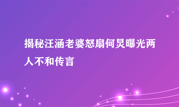 揭秘汪涵老婆怒扇何炅曝光两人不和传言