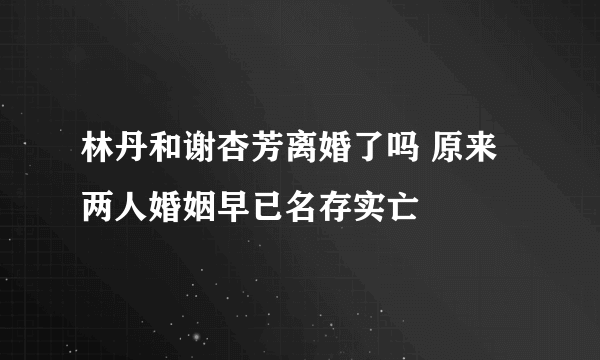 林丹和谢杏芳离婚了吗 原来两人婚姻早已名存实亡