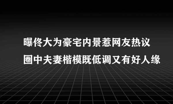 曝佟大为豪宅内景惹网友热议圈中夫妻楷模既低调又有好人缘