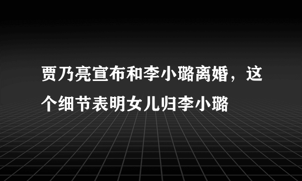 贾乃亮宣布和李小璐离婚，这个细节表明女儿归李小璐