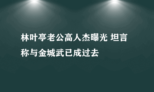 林叶亭老公高人杰曝光 坦言称与金城武已成过去