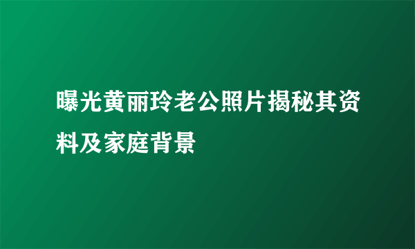 曝光黄丽玲老公照片揭秘其资料及家庭背景