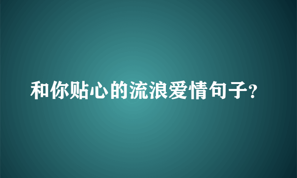 和你贴心的流浪爱情句子？