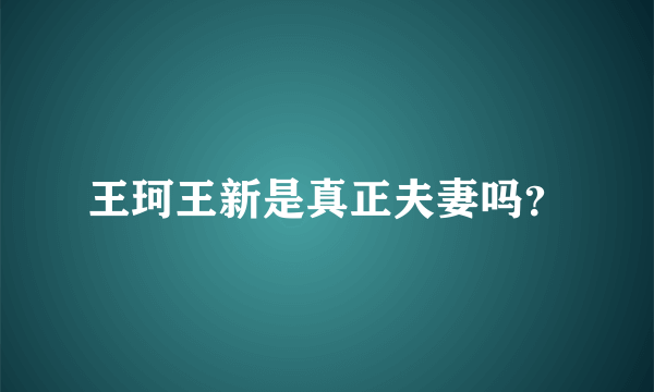 王珂王新是真正夫妻吗？