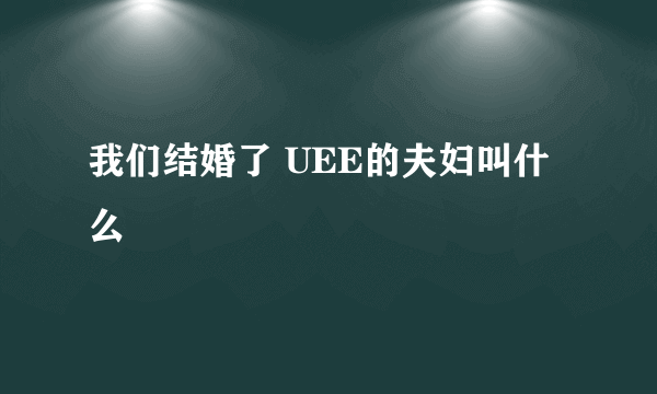 我们结婚了 UEE的夫妇叫什么