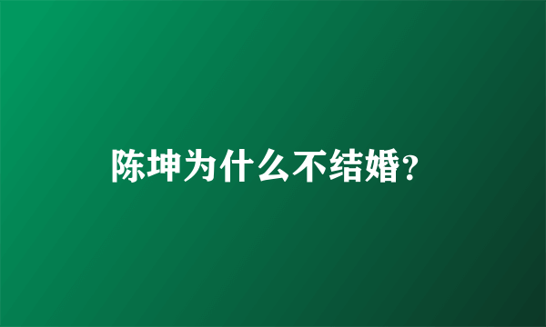 陈坤为什么不结婚？