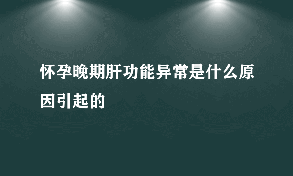 怀孕晚期肝功能异常是什么原因引起的