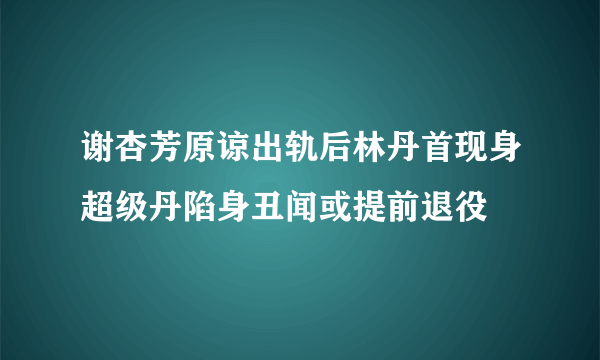 谢杏芳原谅出轨后林丹首现身超级丹陷身丑闻或提前退役