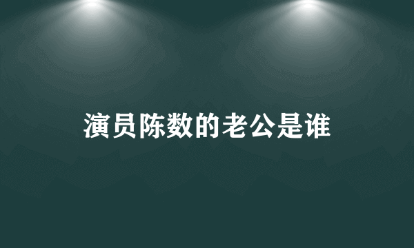 演员陈数的老公是谁