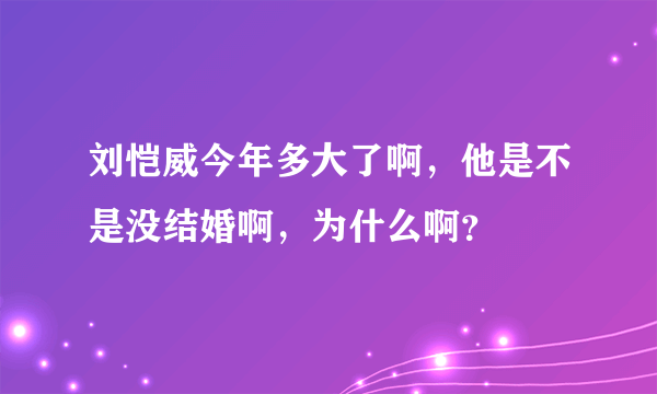 刘恺威今年多大了啊，他是不是没结婚啊，为什么啊？