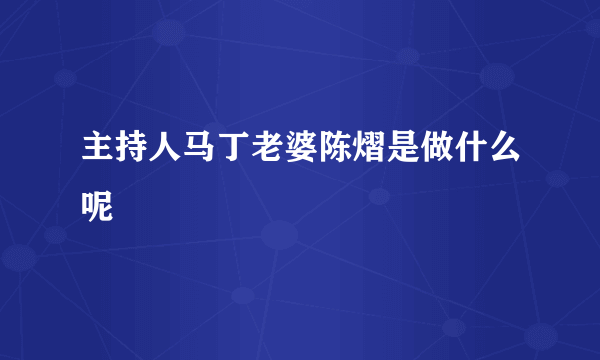 主持人马丁老婆陈熠是做什么呢