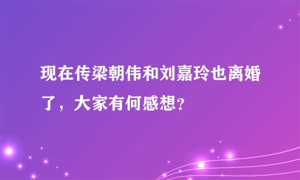 现在传梁朝伟和刘嘉玲也离婚了，大家有何感想？