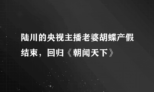 陆川的央视主播老婆胡蝶产假结束，回归《朝闻天下》