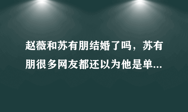 赵薇和苏有朋结婚了吗，苏有朋很多网友都还以为他是单身状态-飞外网