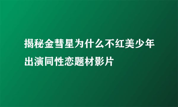 揭秘金彗星为什么不红美少年出演同性恋题材影片