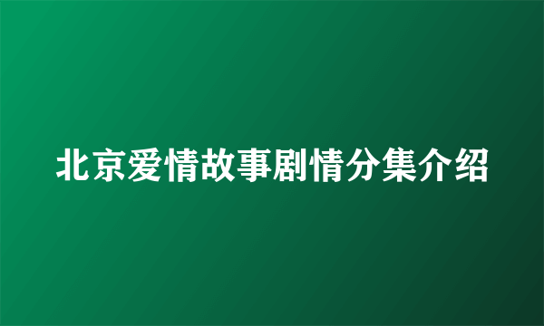 北京爱情故事剧情分集介绍