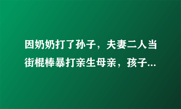 因奶奶打了孙子，夫妻二人当街棍棒暴打亲生母亲，孩子在旁嚎啕大哭，对此你怎么看？