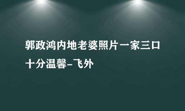 郭政鸿内地老婆照片一家三口十分温馨-飞外