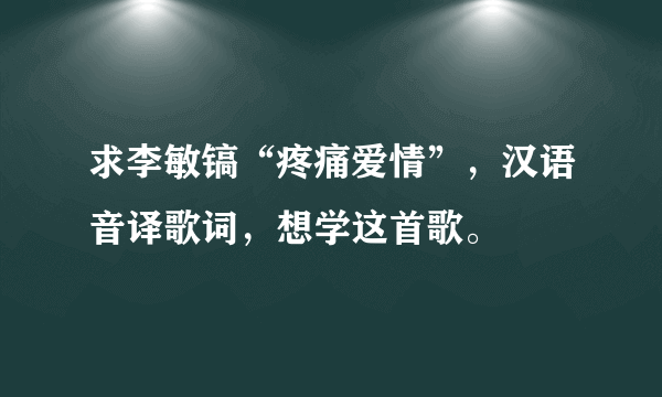 求李敏镐“疼痛爱情”，汉语音译歌词，想学这首歌。