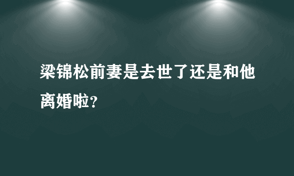 梁锦松前妻是去世了还是和他离婚啦？