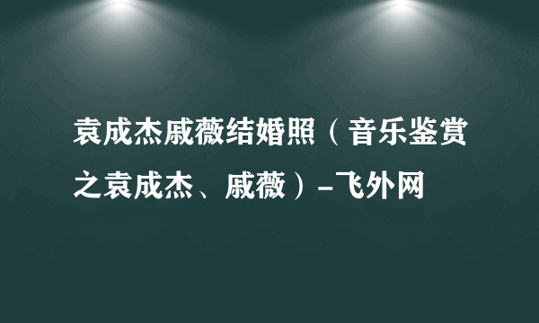 袁成杰戚薇结婚照（音乐鉴赏之袁成杰、戚薇）-飞外网