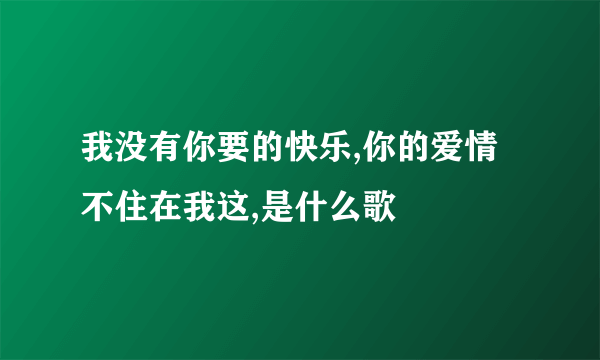 我没有你要的快乐,你的爱情不住在我这,是什么歌