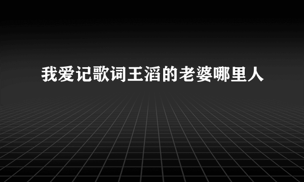 我爱记歌词王滔的老婆哪里人