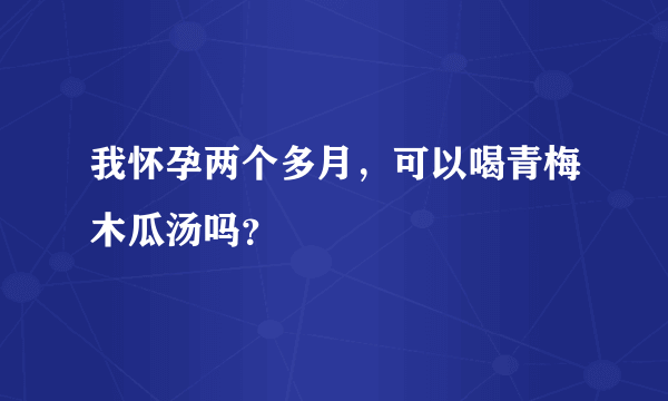 我怀孕两个多月，可以喝青梅木瓜汤吗？