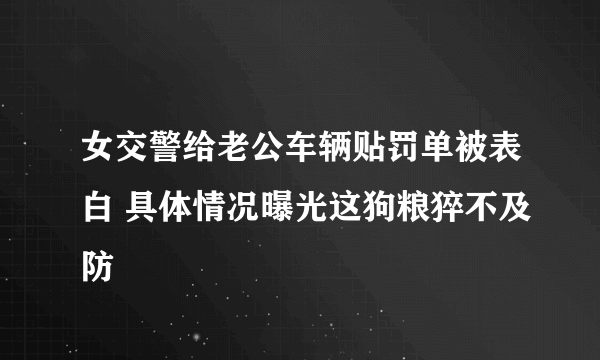 女交警给老公车辆贴罚单被表白 具体情况曝光这狗粮猝不及防