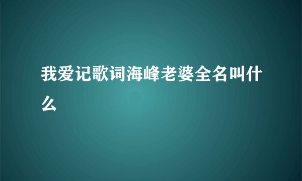 我爱记歌词海峰老婆全名叫什么